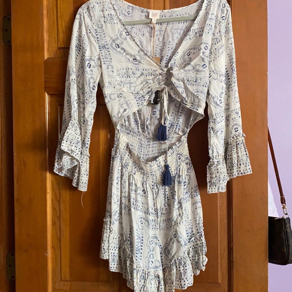 White and blue romper